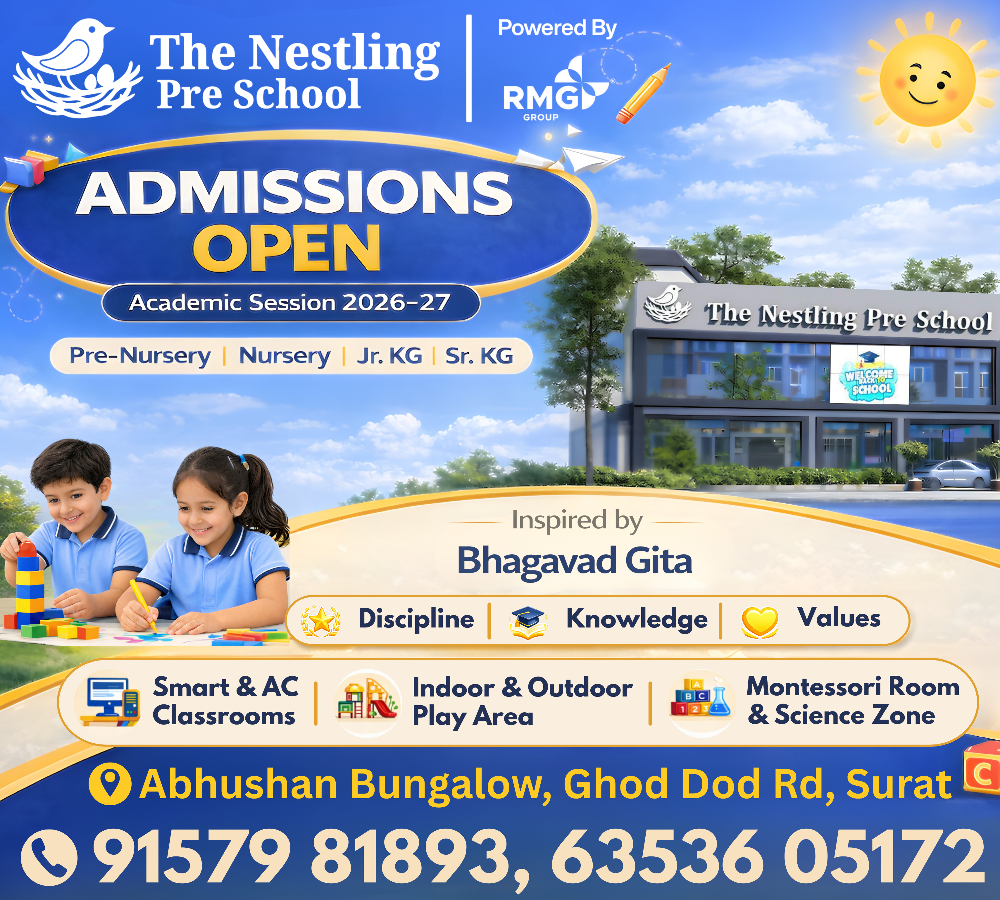 Nestling Pre School - Advertisement, Billboard · OOH design by Yash Arya