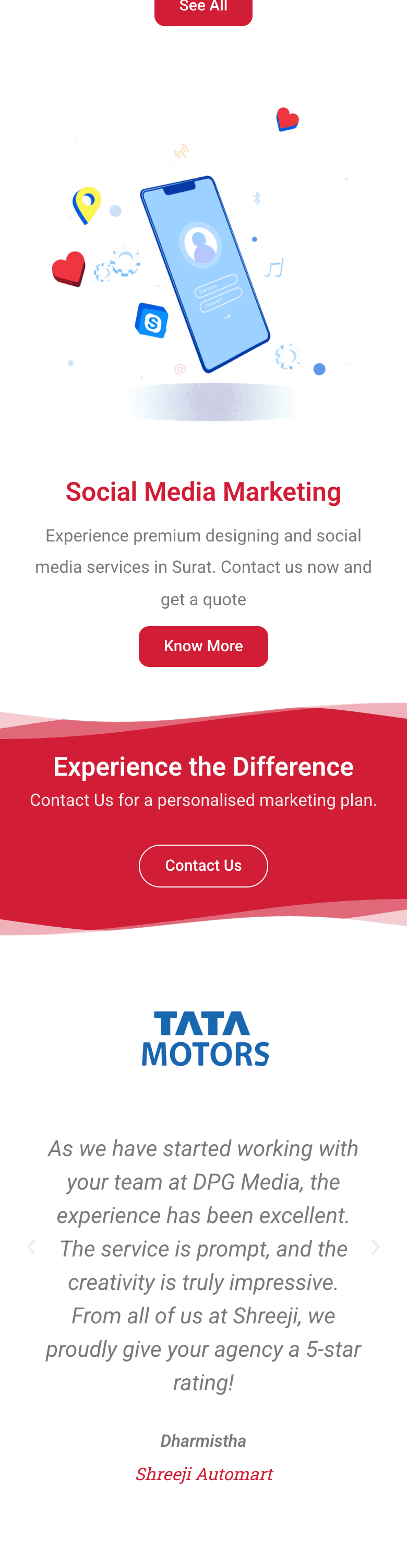 DPG Media website - mobile screenshot