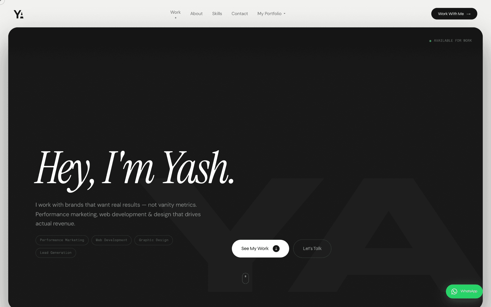 yasharya.in website - desktop screenshot